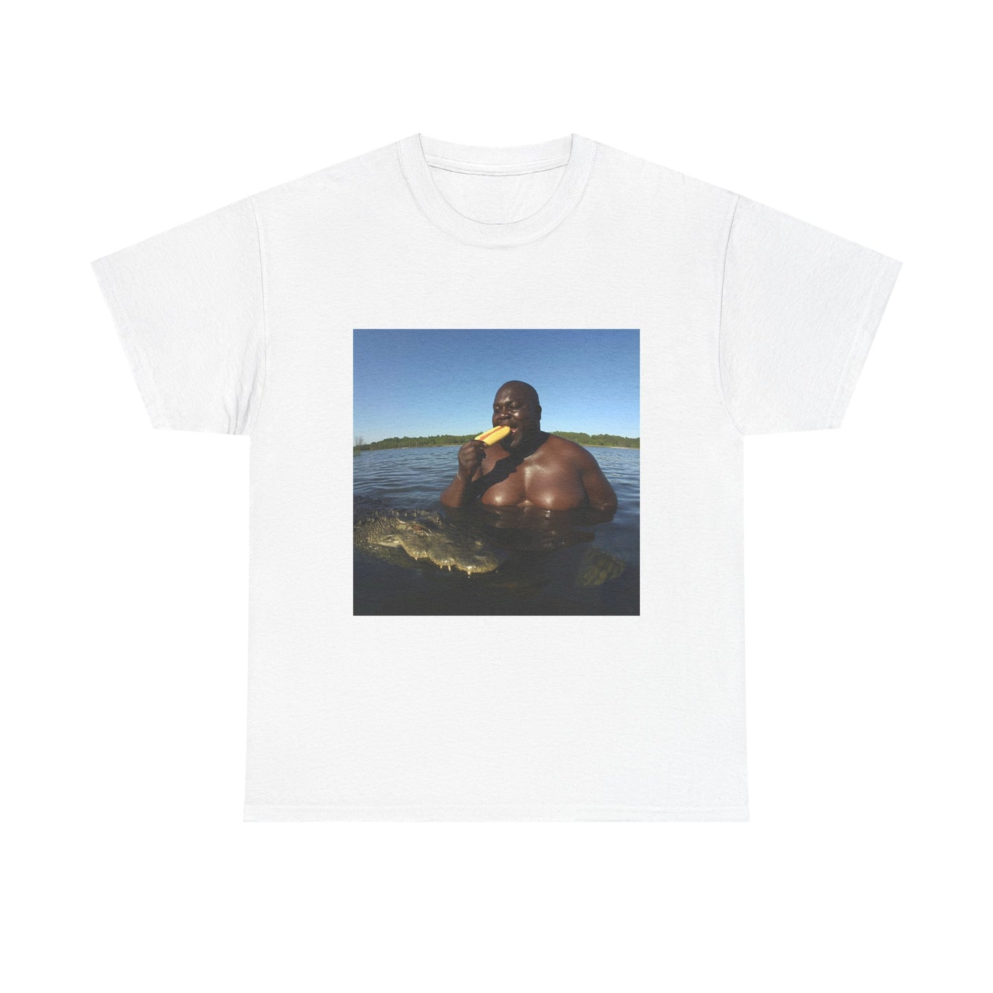 Guy Eating Hotdog In Ocean Tee