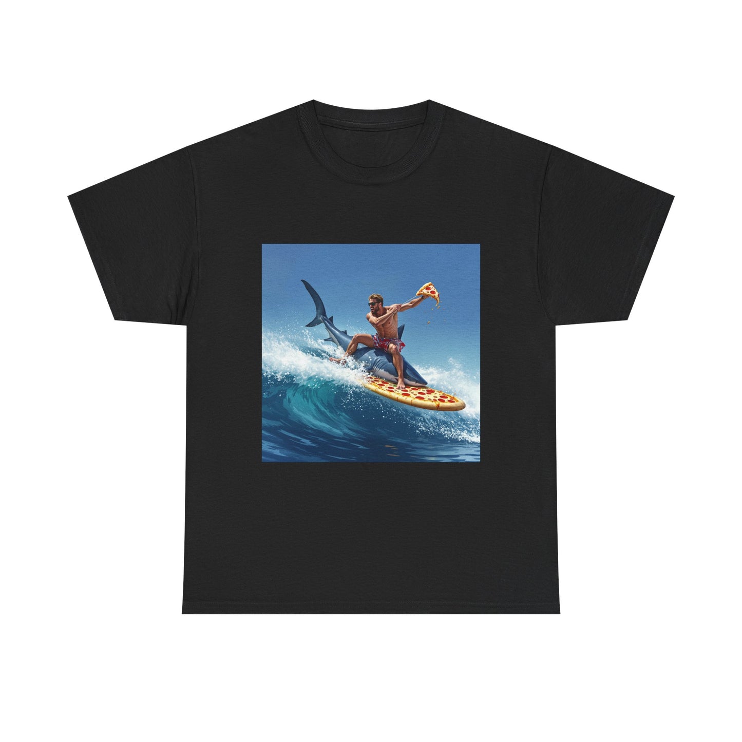 Surfing Shark Pizza Tee