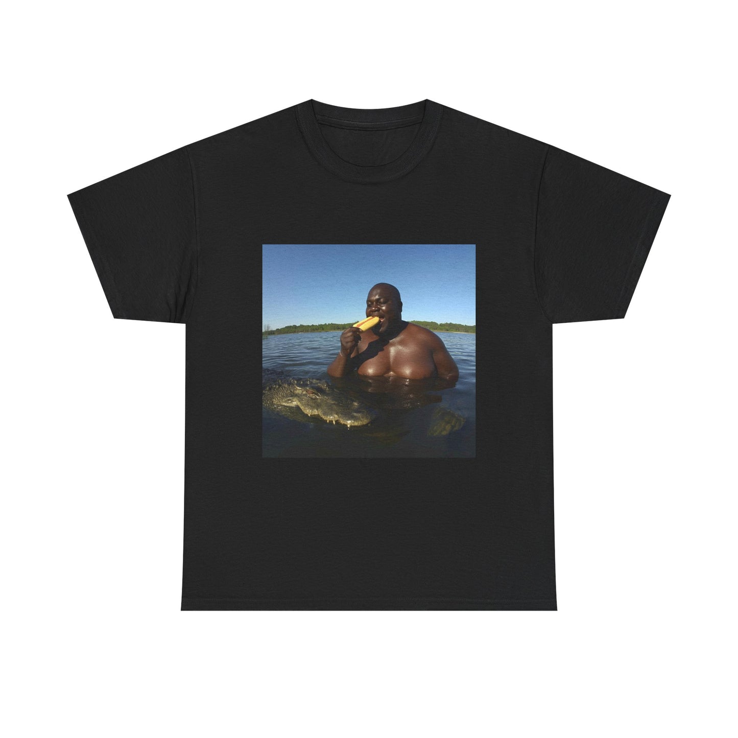 Guy Eating Hotdog In Ocean Tee