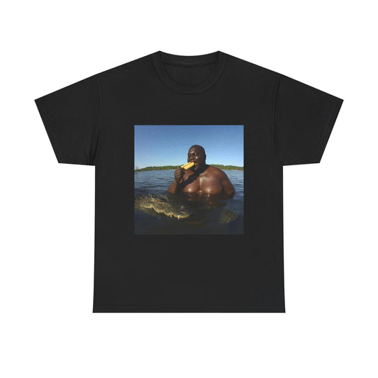 Guy Eating Hotdog In Ocean Tee